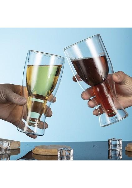 1 Adet 250 ml Bira Swig Kokteyl Gözlükleri Çift Duvar Cam Yaratıcı Kahve Çay Bardağı Suyu Kupalar Süt Cafe Kupası Aksesuarları | Şeffaf