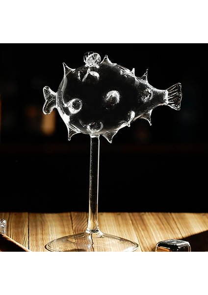 Globefish Şekli Kokteyl Cam Yaratıcı Cam Şarap Kupası Goblet (Şeffaf) | Kokteyl Camı