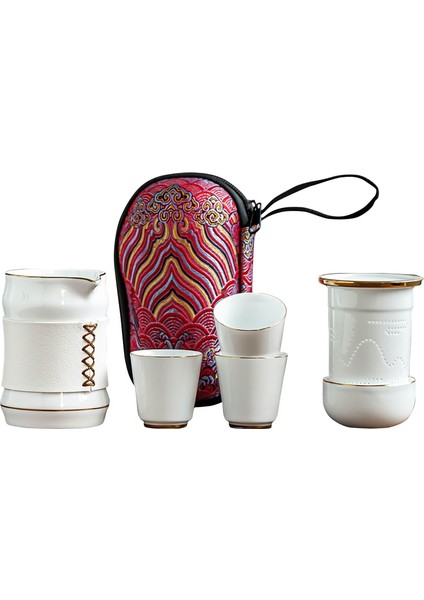 Lüks Sürahi Depolama Çay Seti Jingdezhen Porselen Altın Taşınabilir Çay Seti Bağbozumu Croçcy Seyahat Yemek Bar Tazas Teaware