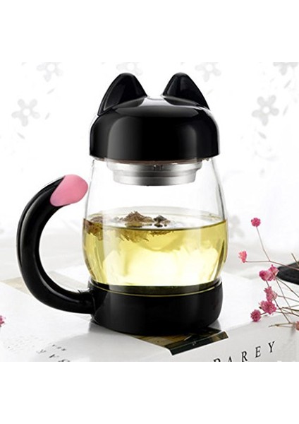 Bir Kapak ve ile Cam Çay Bardağısüzgeç Taşınabilir Sevimli Kedi Kuyruğu Isıya Dayanıklı Kupalar Bir Bardak Cadılar Bayramı Hediyeler | Bira Steins (Yurt Dışından)