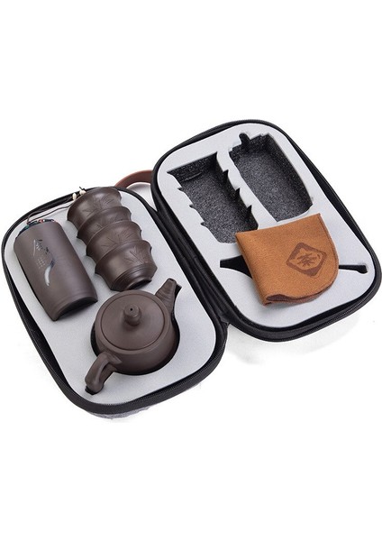 Mor Kil Kung Fu Çaydanlık 230 ml Porselen Yixing Zisha Çay Pot 4 Bardak Kung Fu Seyahat Çay Bardağı El Yapımı Çay Potu Kupası Seti | Teaware Setleri