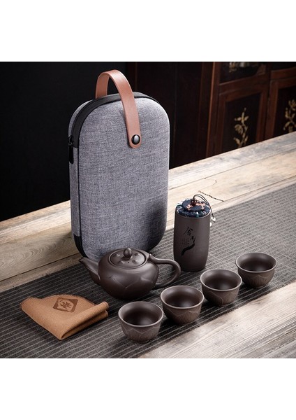 Mor Kil Kung Fu Çaydanlık 230 ml Porselen Yixing Zisha Çay Pot 4 Bardak Kung Fu Seyahat Çay Bardağı El Yapımı Çay Potu Kupası Seti | Teaware Setleri