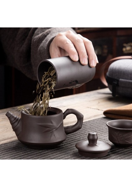 Mor Kil Kung Fu Çaydanlık 230 ml Porselen Yixing Zisha Çay Pot 4 Bardak Kung Fu Seyahat Çay Bardağı El Yapımı Çay Potu Kupası Seti | Teaware Setleri