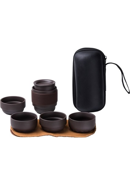 Taşınabilir Siyah Çay Seti Mini Sürahi Depolama Kung Fu Çay Seti Taşınabilir Çay Seti Kupası Vintage