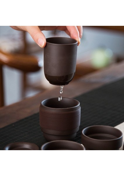 Taşınabilir Siyah Çay Seti Mini Sürahi Depolama Kung Fu Çay Seti Taşınabilir Çay Seti Kupası Vintage