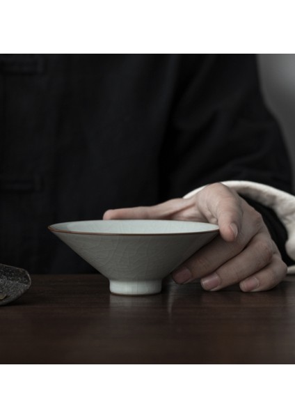 Tek Porselen Çay Bardağı Antik Çin Kungfu Sürdürülebilir Çay Fincanı Porselen Ru Fırın Taza Porcelana Mutfak Yemek Barı 5050SX | Teacups