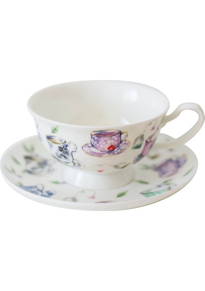 Kız Pastoral Ins Kemik Çini Öğleden Sonra Çay Seti Kahve Fincanı ve Tabağı Set Seramik Çiçek Çay Kupası Siyah Çay Bardağı İngiliz Taze(Yurt Dışından)