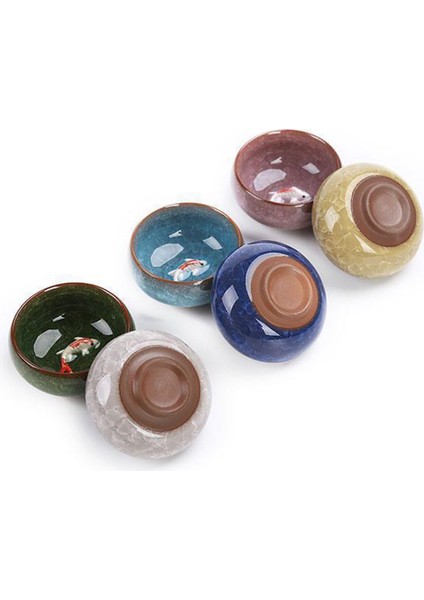 Hediye Paketi Crackle Sır Seyahat Çay Kase Kupa Fincan Teacups Seti 4 Adet 3D Buz Çatlak Vücut Şirketi Açılış Ceramics Suit | Teaware Setleri