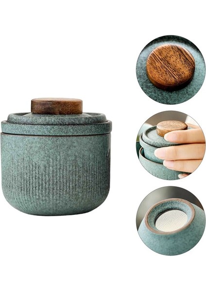 1 Set Taşınabilir Seramik Çay Seti Bir Seyahat Çantası (Matcha Yeşil) ile Açık Çay Bardağı | Teaware Setleri