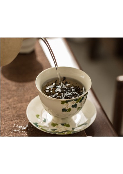 Jingdezhen Seramik Kapak Kase Beyaz Porselen Kapak Kase El Boyalı Çay Bardağı Çay Bowl Kung Fu Çay Seti | Çay Tureen