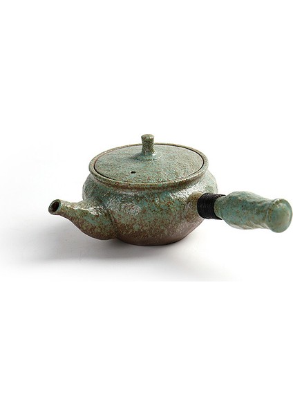 Japon Tarzı Stoneware Demlik Tek Pot Seramik Çaydanlık Ev Retro Yan Uzun Kolu Pot Kung Fu Çay Seti Pot