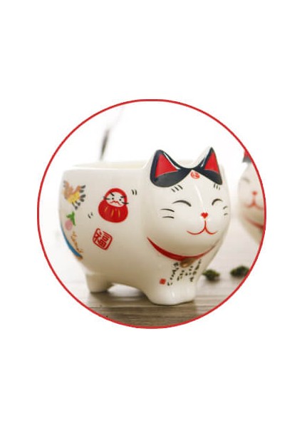 Japon Seramik Sevimli Karikatür Şanslı Kedi Çiçek Çay Yaratıcı Çay Bir Çaydanlık Bardak Set