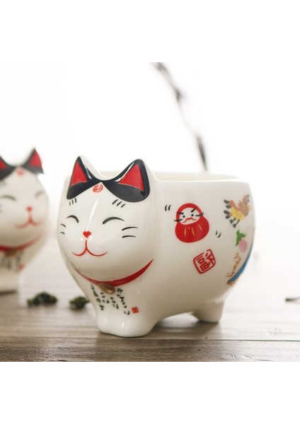 Japon Seramik Sevimli Karikatür Şanslı Kedi Çiçek Çay Yaratıcı Çay Bir Çaydanlık Bardak Set