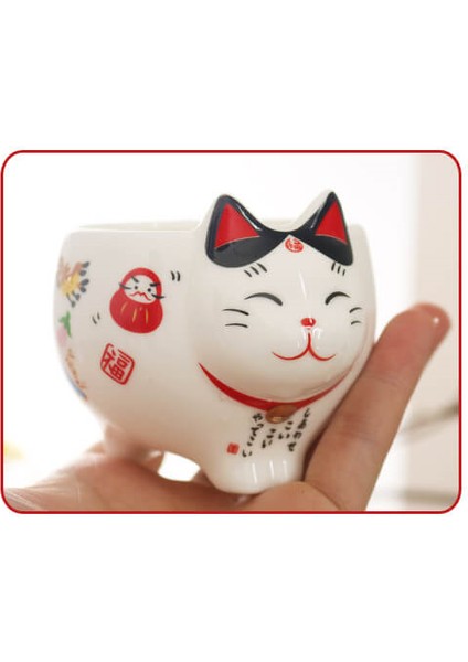 Japon Seramik Sevimli Karikatür Şanslı Kedi Çiçek Çay Yaratıcı Çay Bir Çaydanlık Bardak Set