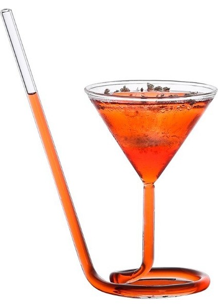 Yaratıcı Döner Martini Cam Cam Spiral Vampir Cam Uzun Kuyruk Kokteyl Cam Moleküler Şarap Cam Saman Bardağı | Şeffaf