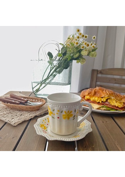 Zarif Öğleden Sonra Çay Bardağı Modern Yaratıcı Çiçek Seramik İngilizce Çay Bardağı Seti Benzersiz Nordic Tazas De Cafe Mutfak Ürünü BS50CC | Kahve Kupası Setleri fiyatları