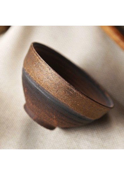 Antika Seramik Çay Kupası Yaldızlı Stoneware Master Kupası Dövülmüş Japon Tek Fincan Küçük Fincan Kung Fu Çay Seti Çay Bardağı