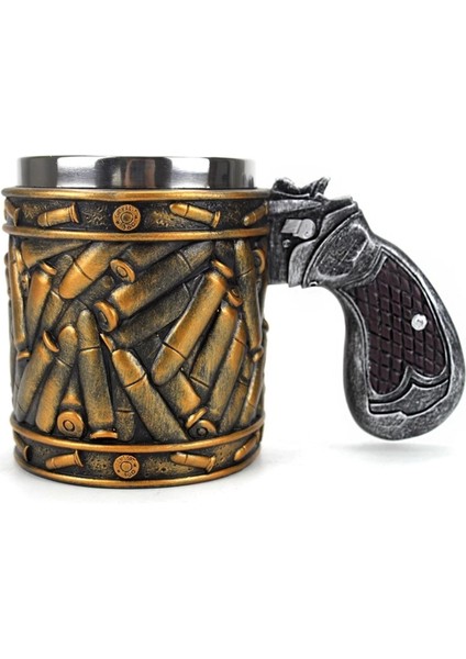 Savaş Temalı Bira Kupa Kolu ile Yaratıcı Revolver Tankard Kupası Vintage Bar Aksesuarları Içecekler Ev Partisi 450 ml Cam | Bira Steins