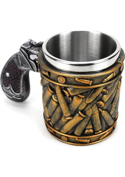 Savaş Temalı Bira Kupa Kolu ile Yaratıcı Revolver Tankard Kupası Vintage Bar Aksesuarları Içecekler Ev Partisi 450 ml Cam | Bira Steins