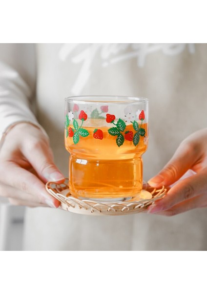 Çilekli Süt Cam Bardak Kahvaltı Kahve Kupa Espresso Sevimli Kokteyl Küçük Cam Bardak Kız Hediye Vasos Drinkware DF50BL | Bira Steins