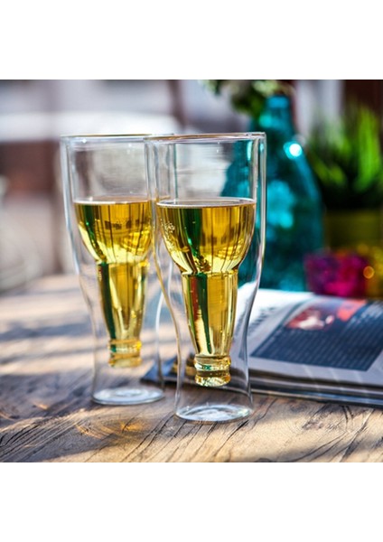 350 ml Yaratıcı Çift Duvar Bira Cam Su Şişesi Hopside Aşağı Bira Kupa Benim Şişe Kristal Içecek Kupalar Bardaklar | Bira Steins modelleri