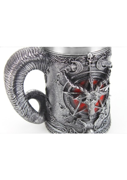 600 ml Baphomet Pentagram Boynuz Kadeh Şarap Cam Gotik Tankard Paslanmaz Çelik Bira Kupası Cadılar Bayramı Hediye | Bira Steins (Bakır) fiyatları