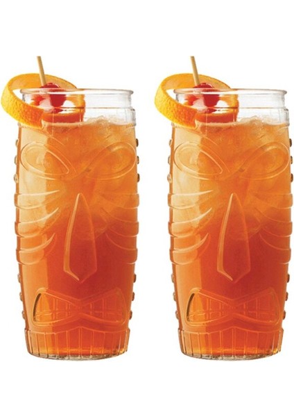 2 Adet 592 ml Bar Gramece Cam Kokteyl Cam Kalınlaşmış Totem Cam Tiki Kupası Cadılar Bayramı Gramece Içecek Suyu Cam Hawaii Drinkware Bar Hediyeler | Gravür(Yurt Dışından)