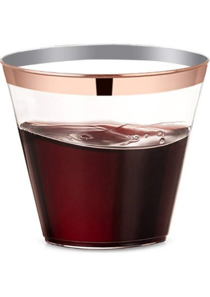 9 Oz 270ML 25 Adet Plastik Fincan Tek Kullanımlık Plastik Parti Malzemeleri Kupası Düğün Dekoratif Şeffaf (Gül Tanrı)