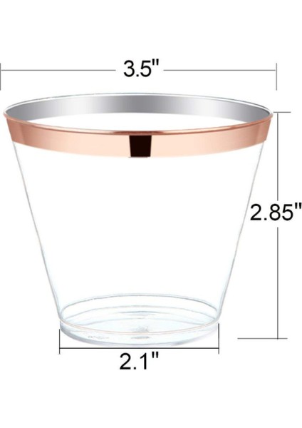 9 Oz 270ML 25 Adet Plastik Fincan Tek Kullanımlık Plastik Parti Malzemeleri Kupası Düğün Dekoratif Şeffaf (Gül Tanrı)