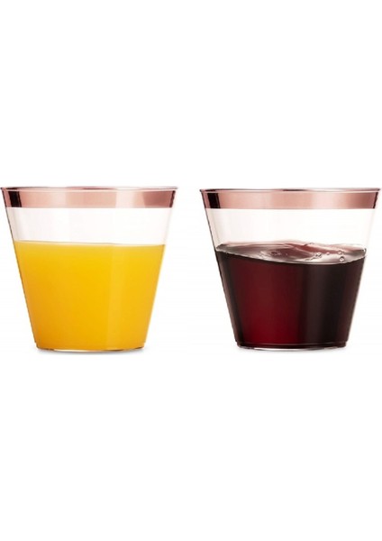 9 Oz 270ML 25 Adet Plastik Fincan Tek Kullanımlık Plastik Parti Malzemeleri Kupası Düğün Dekoratif Şeffaf (Gül Tanrı)