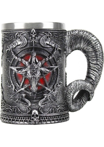 Pentagram Boynuz Kadeh Şarap Cam Gotik Wicca Pagan Mistik Tankard Kahve Bira Kupalar Mistik Wicca Fan Hediye | Şarap Kadehleri