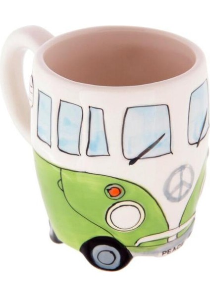 400 ml Yaratıcı El Boyama Çift Otobüs Kupalar Retro Seramik Fincan Kahve Süt Çay Kupa Drinkware Novetly Hediyeler | Kupalar (Yeşil)