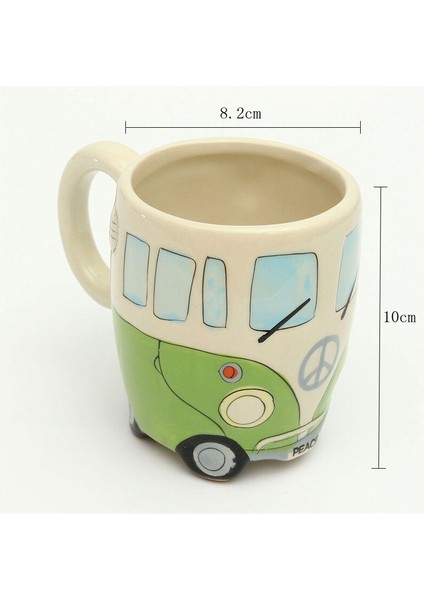 400 ml Yaratıcı El Boyama Çift Otobüs Kupalar Retro Seramik Fincan Kahve Süt Çay Kupa Drinkware Novetly Hediyeler | Kupalar (Yeşil)
