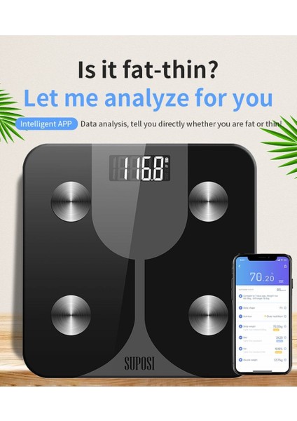 Banyo Terazi Dijital Denge Vücut Yağ Akıllı Zemin Ağırlığı Tartım Kişi Bascula Ölçekli Elektronik Bağlantılı Bluetooth Lbs Bmı | Banyo Ölçekler (Beyaz) (Yurt Dışından)