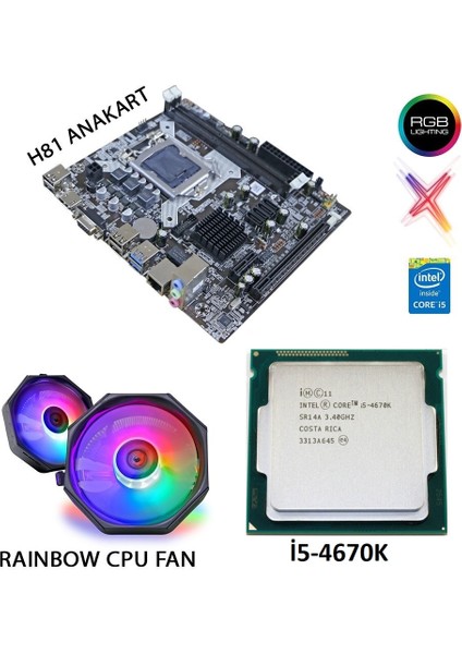 I5 4670K Işlemci/ 1150 Pin Anakart/cpu Fan /bundle Set