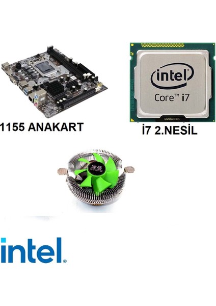 H61 1155 Pin /i7-2.nesil Işlemci/cpu Fan/uygun Anakart Set