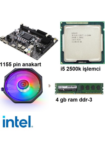 I5 2500K İŞLEMCİ/H61 Anakart/4 GB Ddr3 Ram/bundle Set