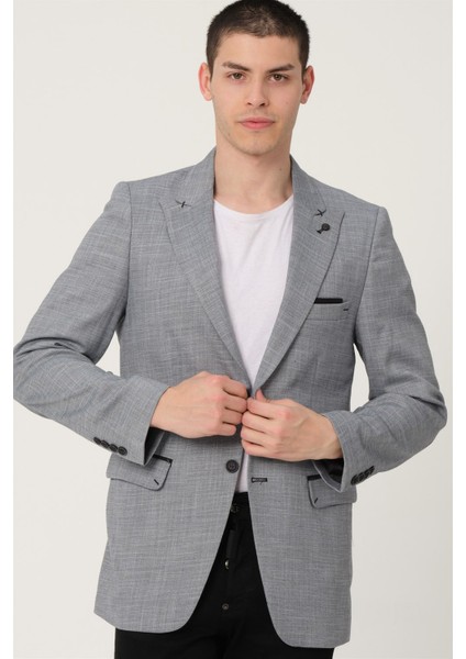 C9058 Dewberry Erkek Ceket-Gri modelleri