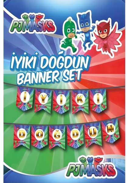 My Party Ready Pijamaskeliler Konsept Iyiki Doğdun Banner Yazı