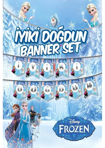 My Party Ready Elsa Frozen Karlar Ülkesi Iyiki Doğdun Banner Yazı