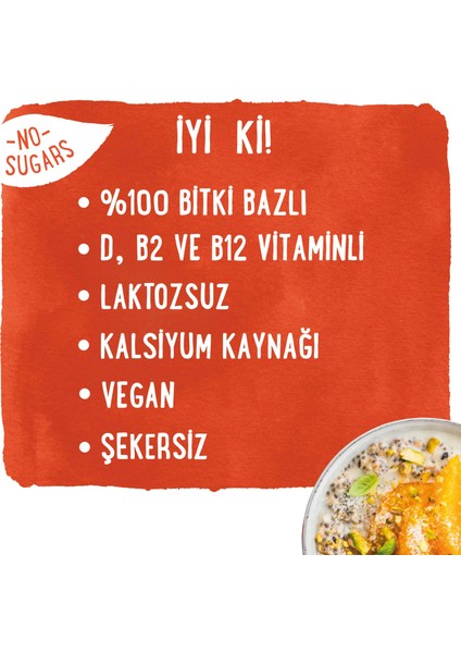 Şekersiz Yulaf Sütü 1lt Laktozsuz Bitkisel Vegan Süt