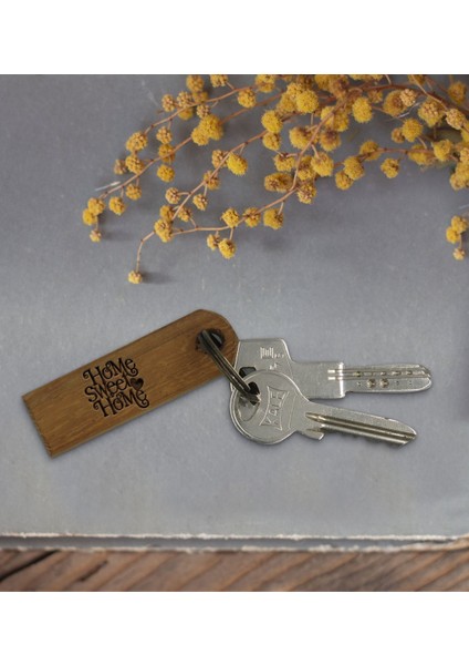 Kişiye Özel İsimli Home Sweet Home Tasarımlı Ahşap Anahtarlık fiyatları