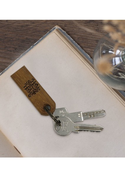 Kişiye Özel İsimli Home Sweet Home Tasarımlı Ahşap Anahtarlık modelleri
