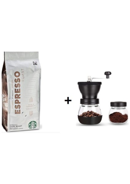 Espresso Dark Roast Çekirdek Kahve 250 gr + Kahve Değirmeni
