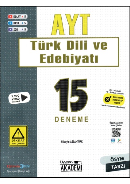 Üçgen Akademi Ayt Türk Dili ve Edebiyatı Denemeleri 15 Deneme