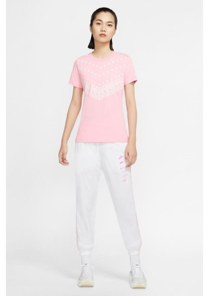 Sportswear Bandana Printed Short-Sleeve Top Pembe Tişört
