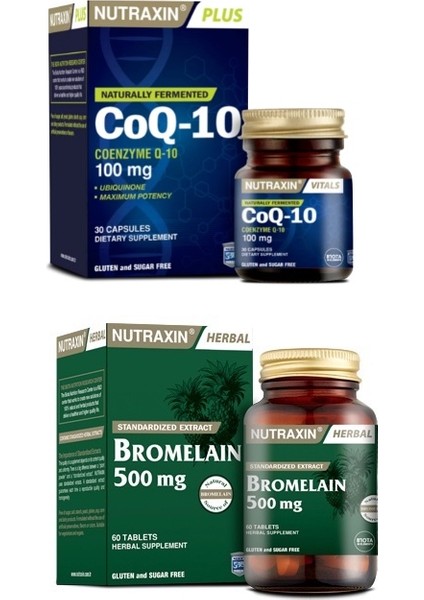 Co Q-10 (100 Mg) 30 Kapsül + Bromelain 500 Mg 60 Kapsül
