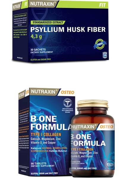 Psyllium Husk Fiber 30 Saşe + Nutraxin B-One Formula 90 Tablet