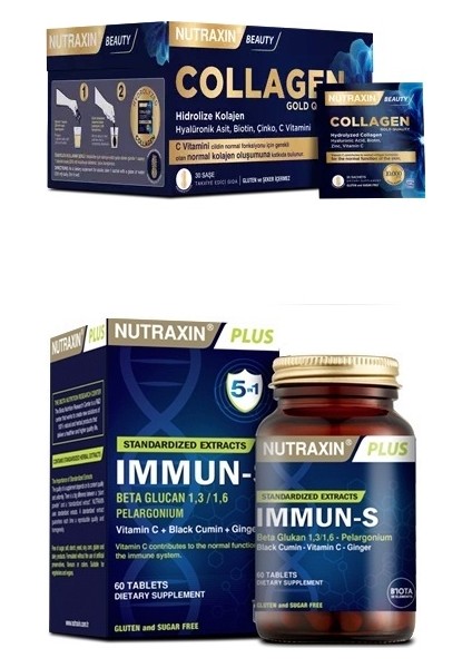 Collagen 30 Saşe 10000 Mg + 1,3 - 1,6 Beta-Glukan Içeren Immun-S 60 Tablet