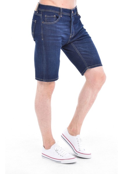 Cedy Denım Erkek Gönen Lacivert Kot Şort Slim Fit Jean Şort C342
